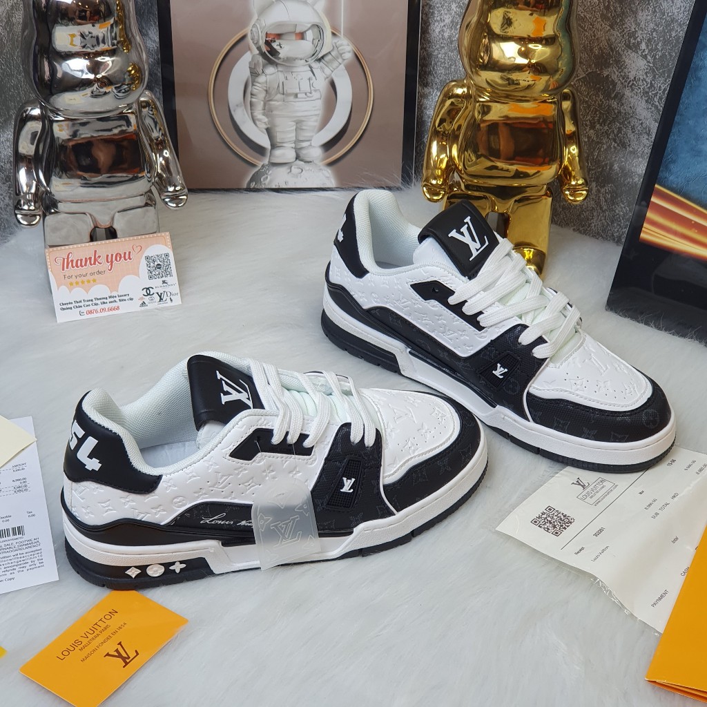 [ Ocean Park Luxury ] Giày LV 54 đen trắng thấp cổ bản cao cấp 2024 Hàng quảng châu full box