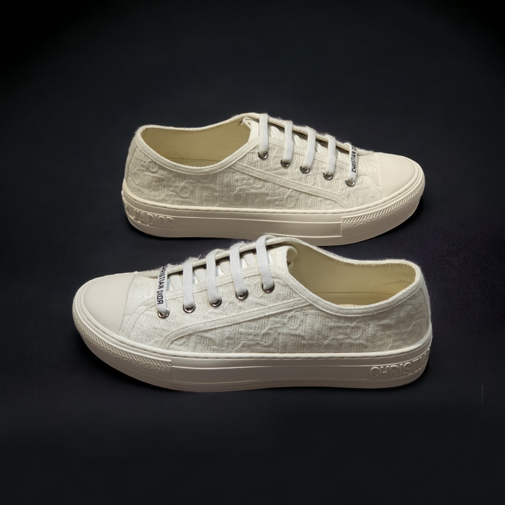 [ AIO LUXURY ] Giày Thể Thao Sneaker Di.or B56 Full Trắng Cao Cấp, Di.or Walk Embroider Cotton họa tiết vải trắng full