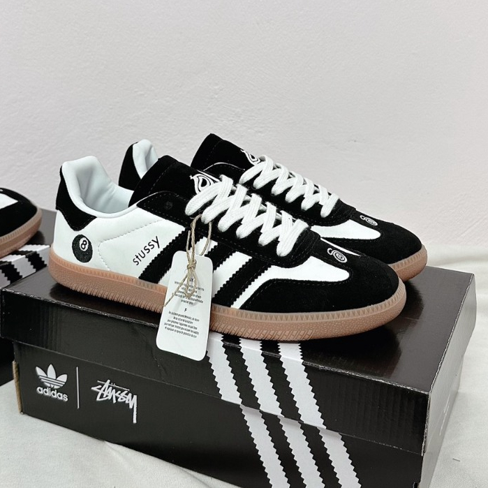 [AIO sneaker] Giày_Adidas Samba Origianl x Stussy Nam Nữ  Đen Sọc Trắng  Cá Tính Mẫu Basic Full Box Bill