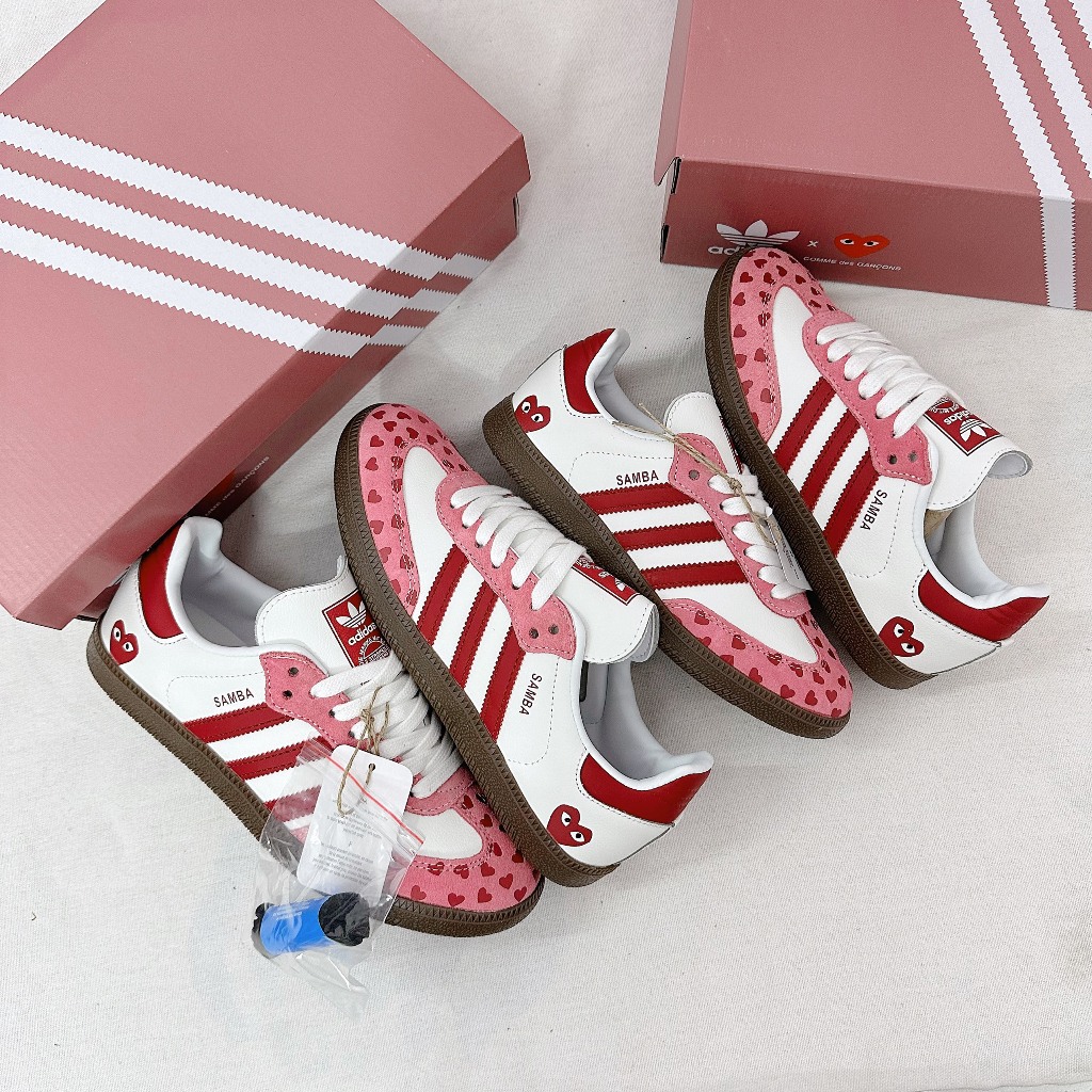 [AIO sneaker] Giày_Adidas Samba OG x CDG Heart Nam Nữ Hồng họa tiết trái tim Cá Tính Mẫu Basic Full Box Bill