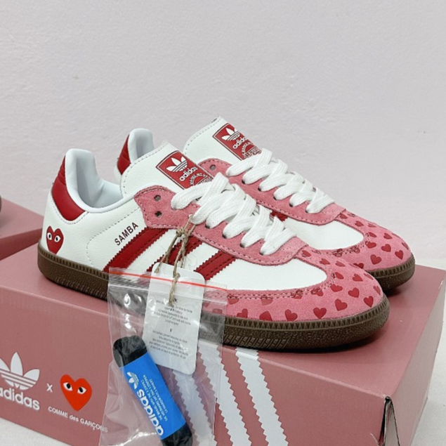 [AIO sneaker] Giày_Adidas Samba OG x CDG Heart Nam Nữ Hồng họa tiết trái tim Cá Tính Mẫu Basic Full Box Bill