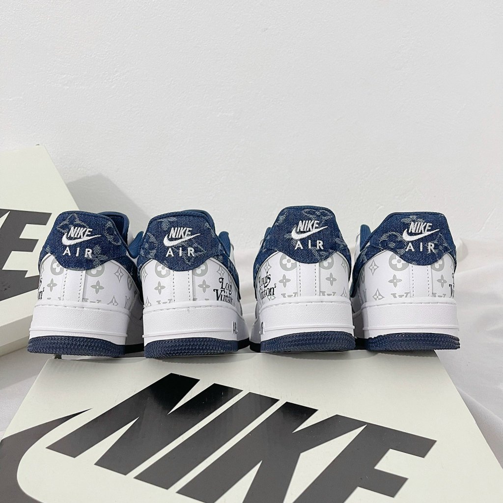 Giày AF1 LV Xanh Navy Siêu Cấp,af1 07 Low Dark Denim Blue White Sliver, AF1 Trắng Móc Xanh