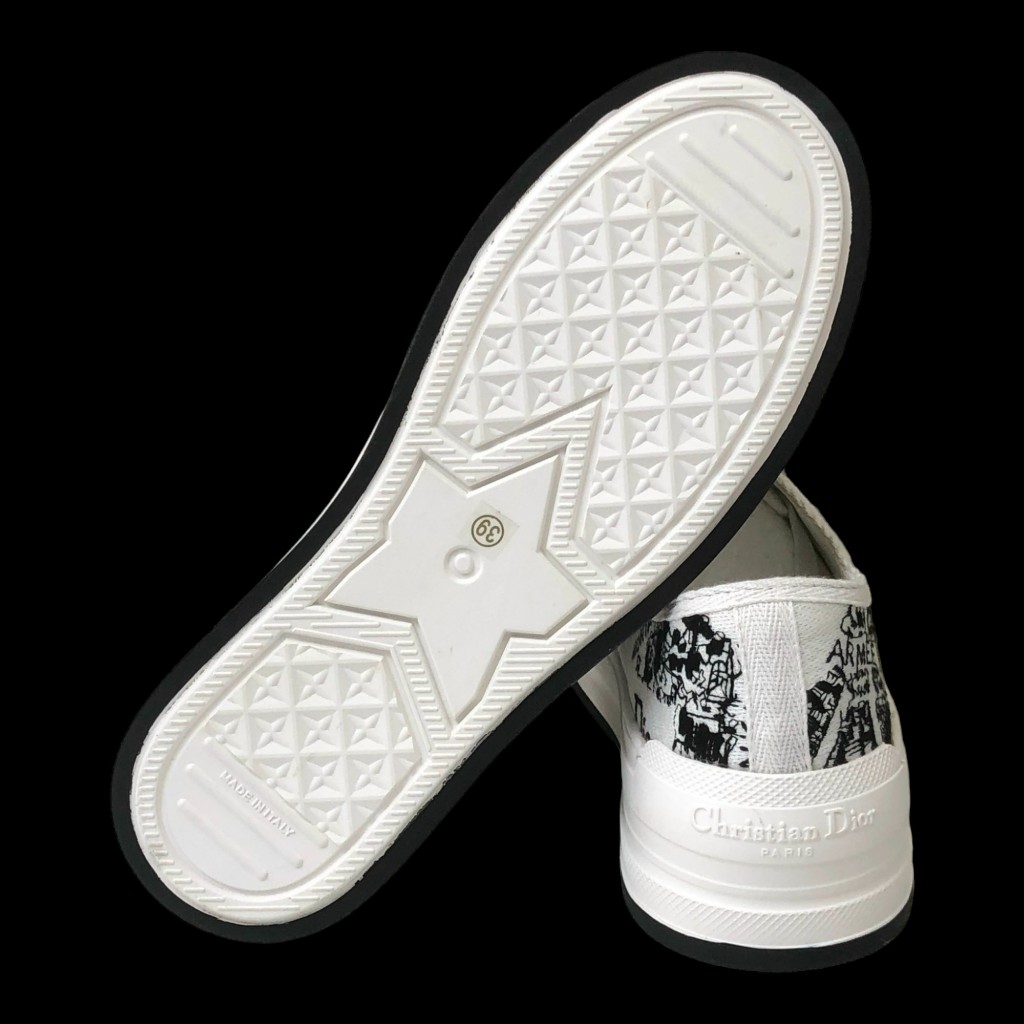 GIÀY thể thao Unisex Đế Độn Walk N Di.or White and black Cotton Embroidered with plan de Paris Motif Platfom Sneaker