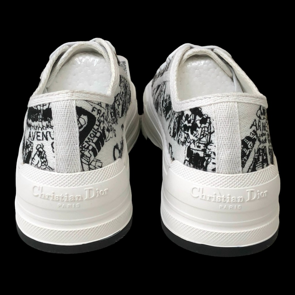 GIÀY thể thao Unisex Đế Độn Walk N Di.or White and black Cotton Embroidered with plan de Paris Motif Platfom Sneaker
