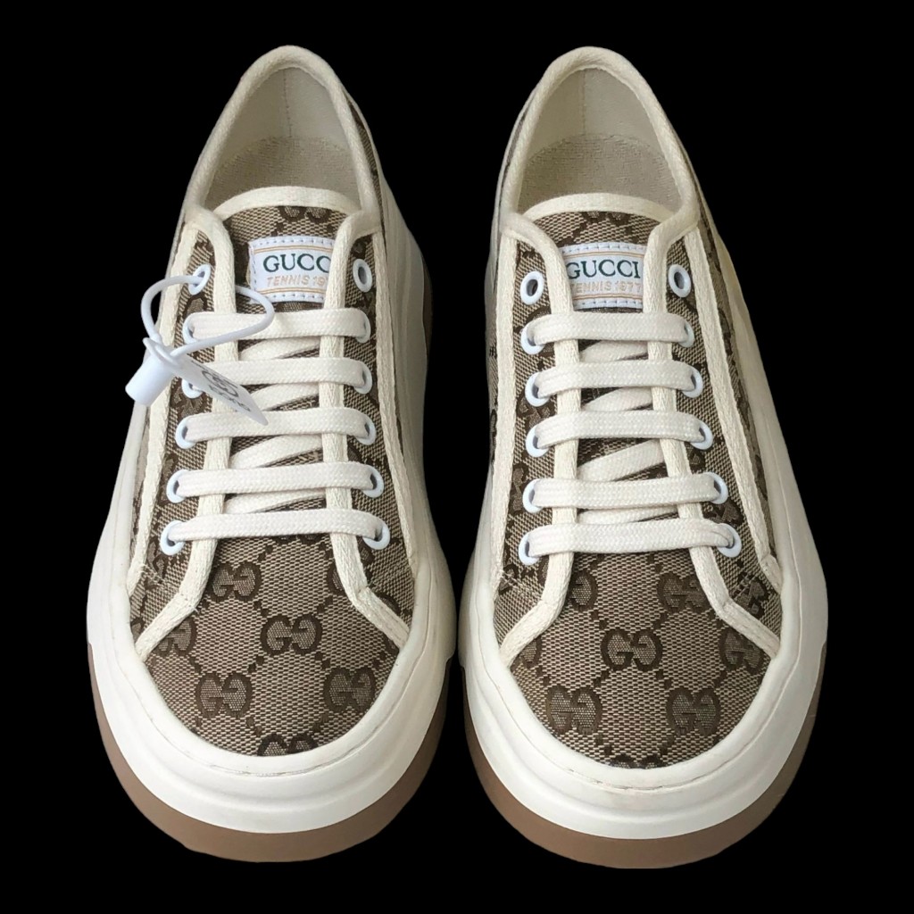 Giày thể thao nữ Gu.cci Tennis 1977 Nâu độn đế 6 phân,Giày Vải canvas Cổ Thấp Đế Dày Thêu Họa Tiết Phong Cách Mới 2024