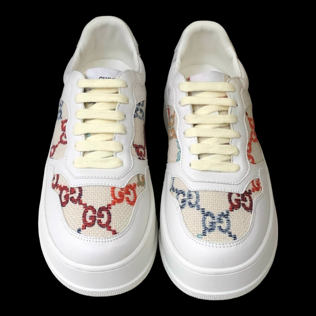 Giày Thể Thao Gu.cci Trắng Monogram Cao Cấp Full Phụ Kiện GC Đế Cao 6cm Hàng Cao Cấp 2023,Giày Gu.cci GG Supreme Canvas