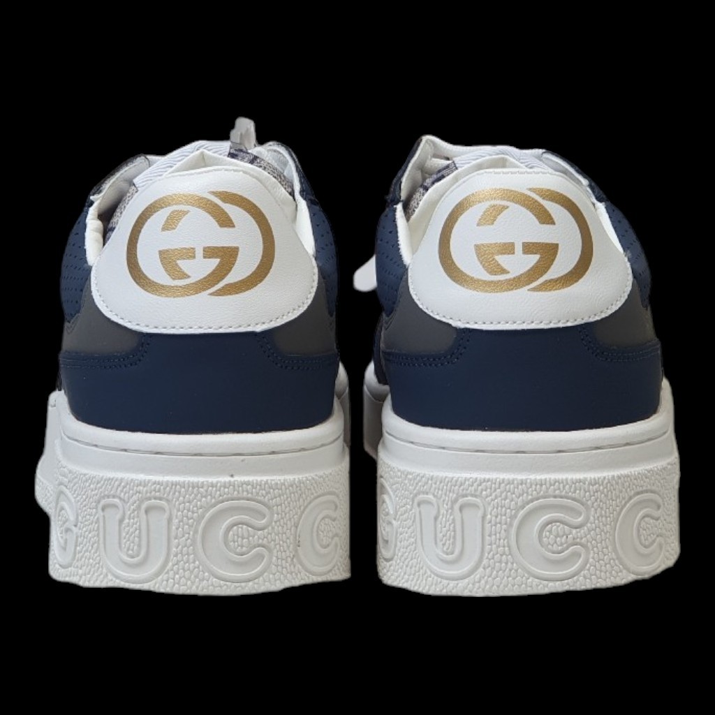 Giày Thể Thao sneaker Gu.cci Xanh Dương Đế Cao Full Bill Box, Xanh Monogram Blue Beige GC Đế Cao 6cm