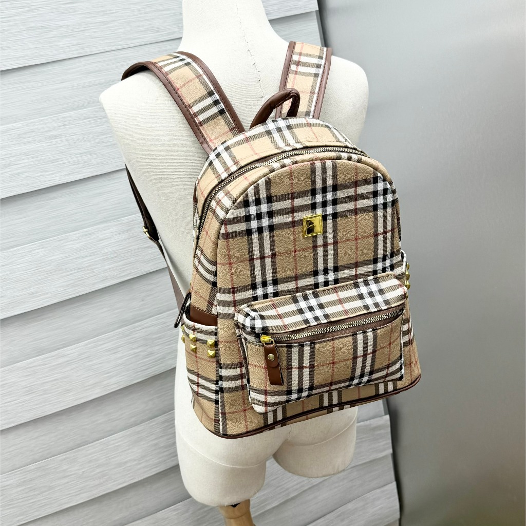 Balo BÊ BÊ RỜ Da Kẻ cao cấp sz40,đựng vừa a4, sách giáo khoa, laptop 14inch, BBR kiểu dáng thời trang đa năng tiện dụng