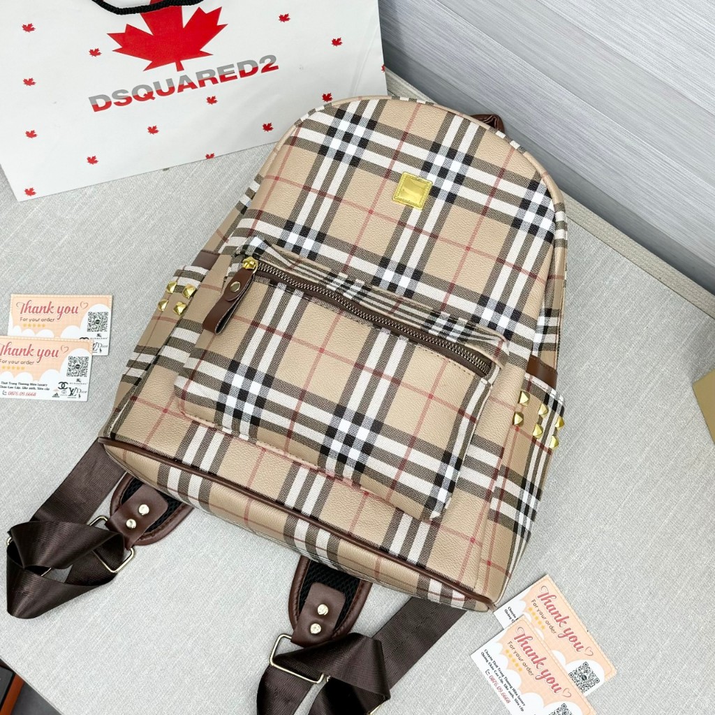 Balo BÊ BÊ RỜ Da Kẻ cao cấp sz40,đựng vừa a4, sách giáo khoa, laptop 14inch, BBR kiểu dáng thời trang đa năng tiện dụng