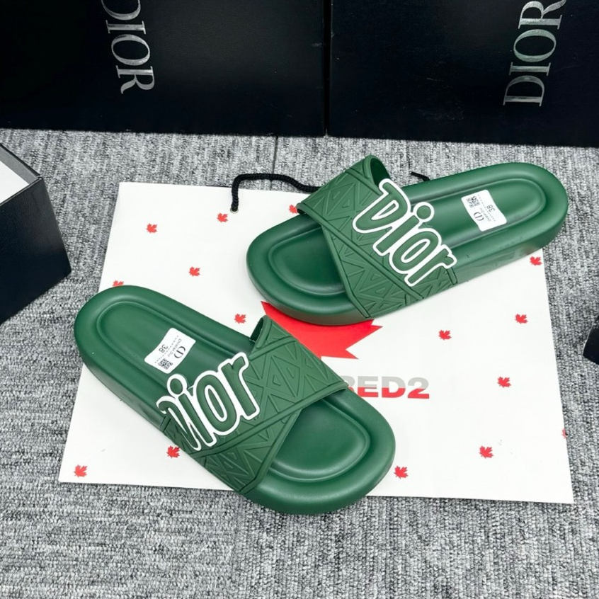 Dép quai chéo Dior Xanh Lá, Dép thời trang nam 2024 họa tiết siêu Nhẹ Đế Cao Su in Logo, Dép thời trang nam nữ quai chéo