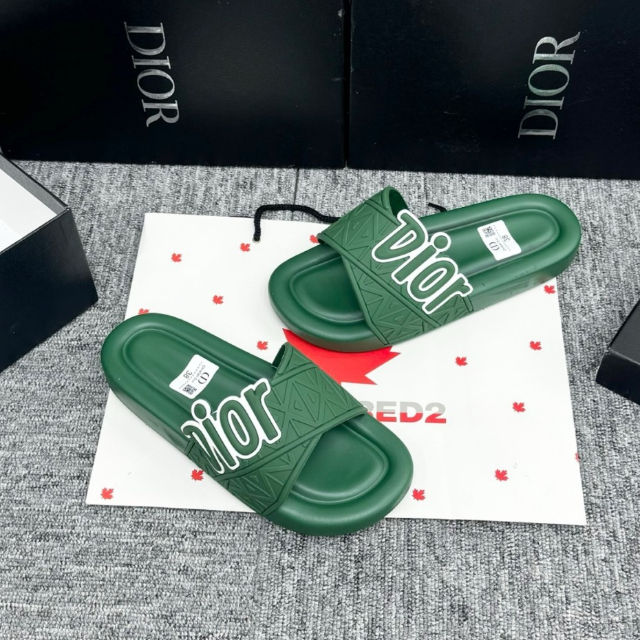 Dép quai chéo Dior Xanh Lá, Dép thời trang nam 2024 họa tiết siêu Nhẹ Đế Cao Su in Logo, Dép thời trang nam nữ quai chéo