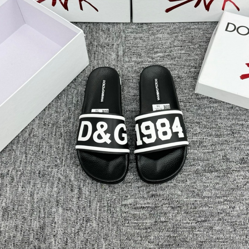 Dép Lê nam nữ quai ngang cao su quai nổi chữ D&G viền trắng đế đúc nổi hoạ tiết Số vs Chữ hoa văn cao cấp
