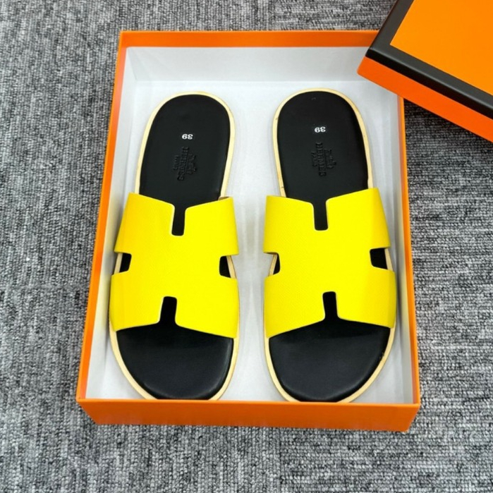 Dép Da Vàng đế phíc HM Nam Nữ Thời Trang , Dép Chứ H boy phố Cao Cấp Full Bill Box