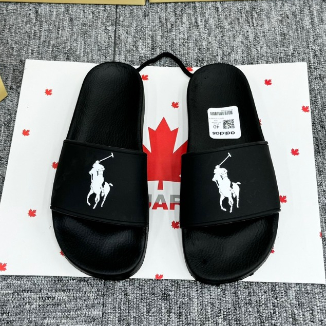 Dép POLO Rubber Đen Full - Dép Polo - Ralph.Lauren Signature Chiến Mã ,Dép Polo Cao Bồi Cưỡi Ngựa Quai nhựa đen nhá