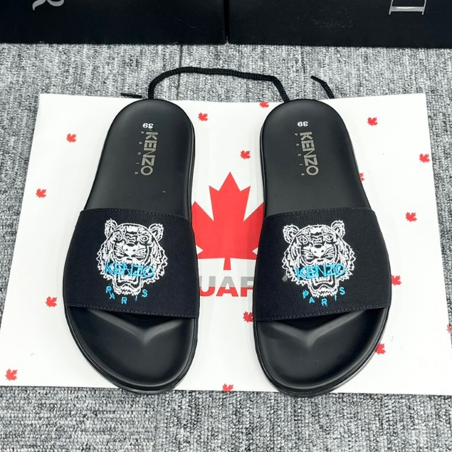 Dép Nam Nữ KENZO thời trang Quai Da Ngang Thêu LOGO Hổ cực chất,DÉP da nam đế chống trơn trượt. Full Box