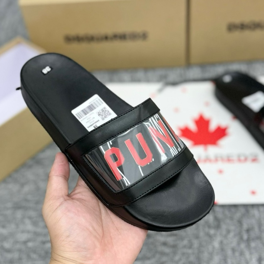 Dép Nam Nữ Quai Ngang Unisex DSQ  Icon Dán In Chữ Logo bản mới nhất 2024