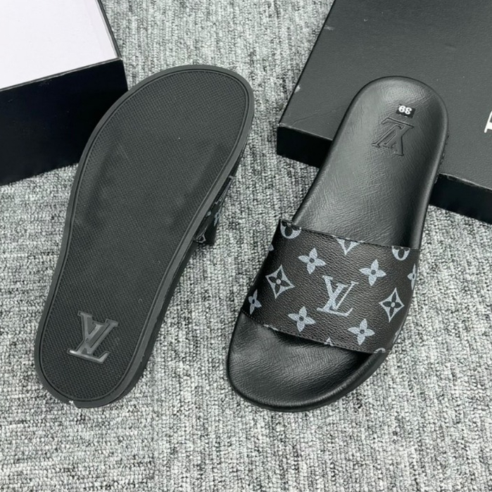 [ Ocean Park Luxury ] Dép Lê LV Quai da siêu nhẹ phối họa tiếp logo cực sang chảnh hàng cao cấp full box hộp đầy đủ