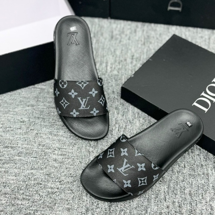[ Ocean Park Luxury ] Dép Lê LV Quai da siêu nhẹ phối họa tiếp logo cực sang chảnh hàng cao cấp full box hộp đầy đủ