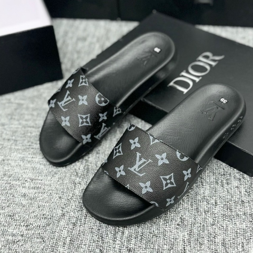 [ Ocean Park Luxury ] Dép Lê LV Quai da siêu nhẹ phối họa tiếp logo cực sang chảnh hàng cao cấp full box hộp đầy đủ