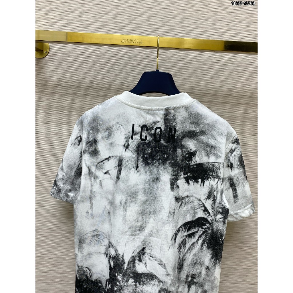 Áo Thun Nam Nữ cổ tròn DSQ2 cotton gai in chữ logo ngực bo ống dày dặn dáng đơn giản basic 2024