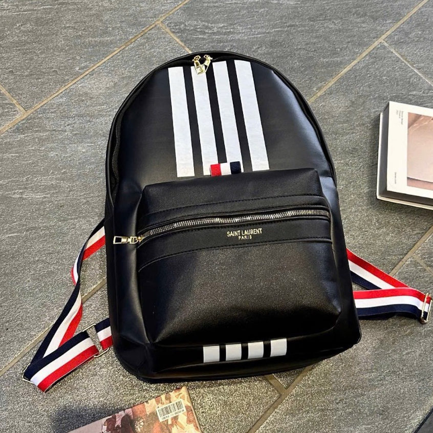 Balo Thomr Browne Hoạ Tiết 4 vạch Trắng Cao Cấp , Balo Da Nam Nữ, Cặp Đi chơi đi học đi du lịch mới nhất 2024