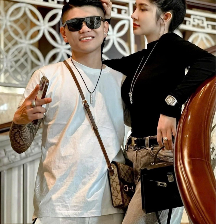 Túi xách DA nữ đeo chéo Túi đeo chéo da nam nữ mini bag GG nâu hoạ tiết chữ chéo monogram móc xích khoá nam châm