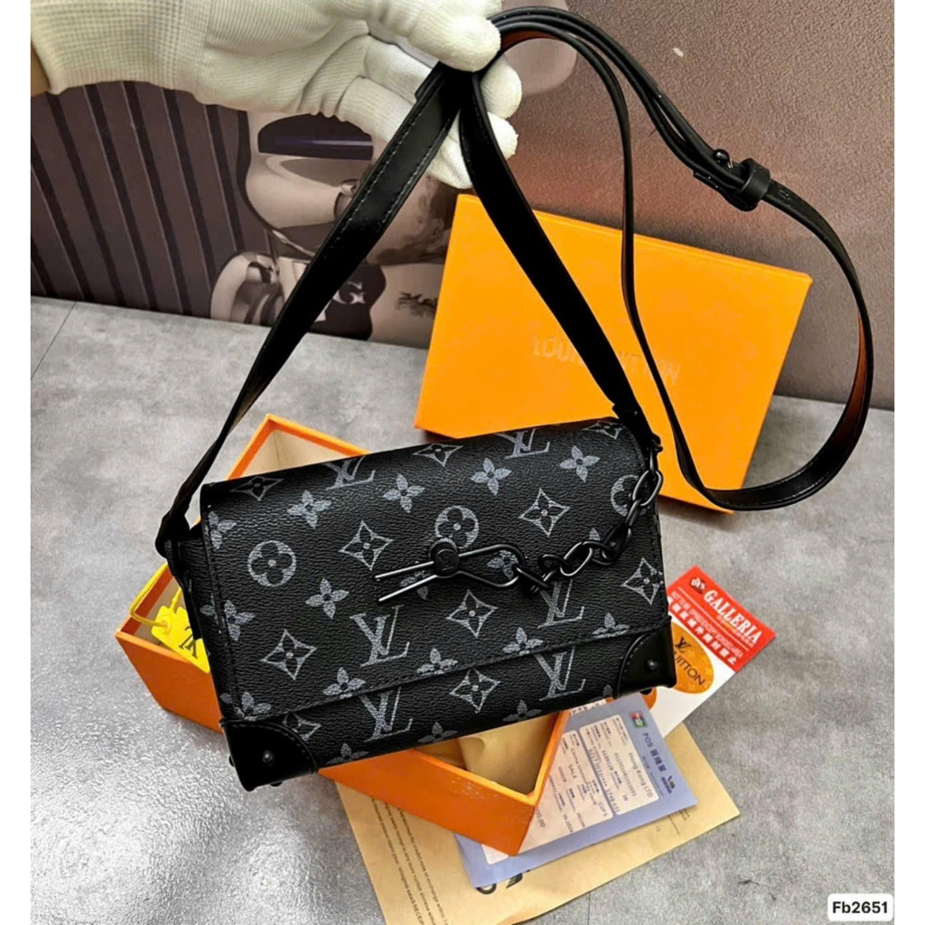 Túi Đeo Chéo Tag Xích Nam Châm L.V Vân Hoa In Cao Cấp - Túi New Ảnh Thật Ful Box Hàng QC Cao Cấp