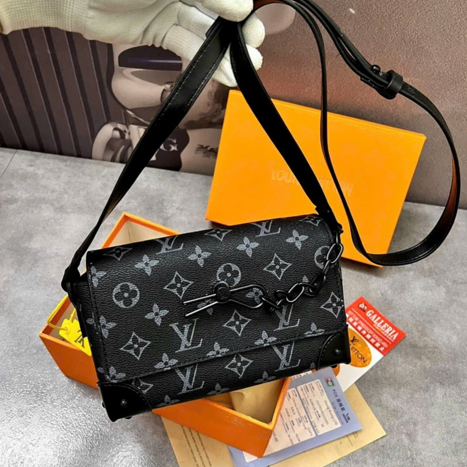 Túi Đeo Chéo Tag Xích Nam Châm L.V Vân Hoa In Cao Cấp - Túi New Ảnh Thật Ful Box Hàng QC Cao Cấp