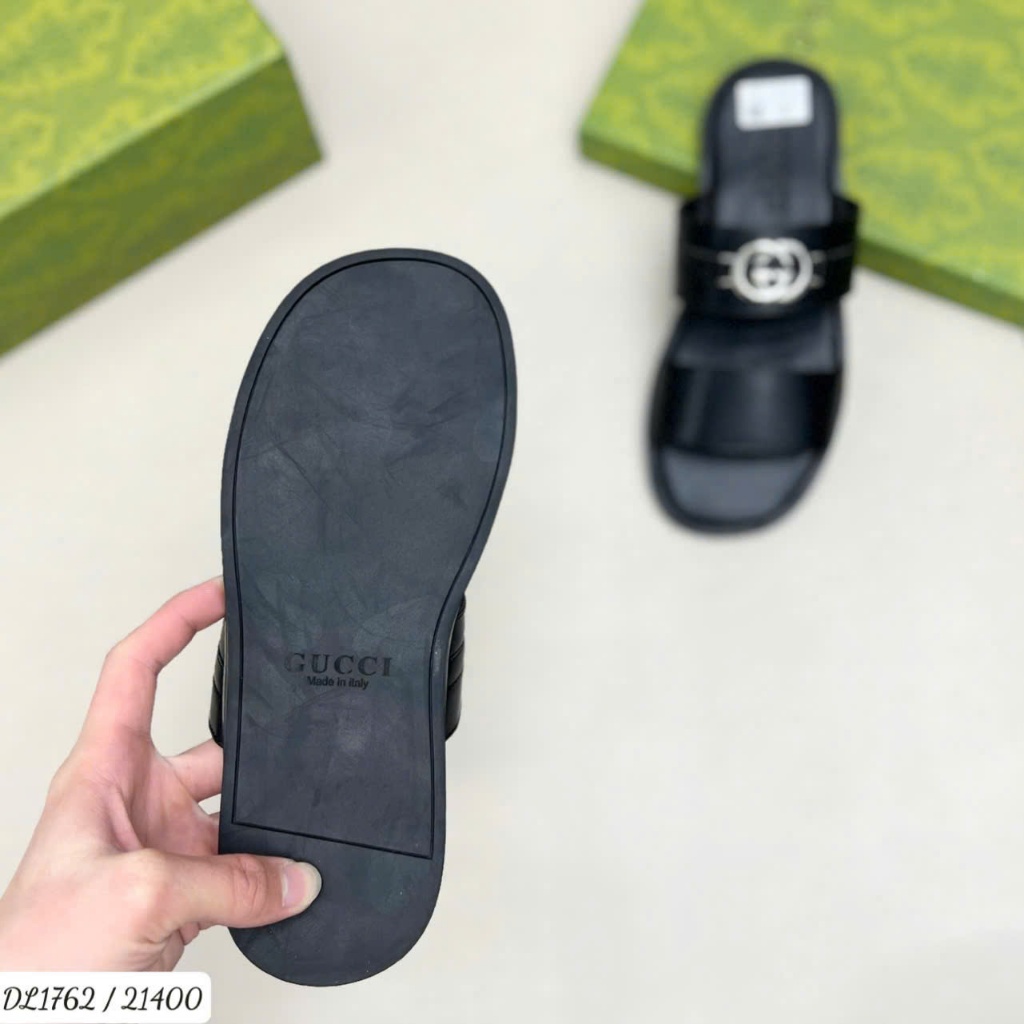 Dép quai ngang GC da cho nam, đế cao su chắc chắn chống trơn trượt, đường may thủ công size 38-43