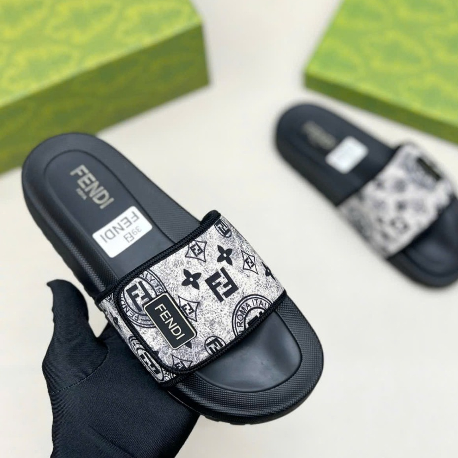 Dép nam nữ FENDI quai dán đế độn, Dép quai ngang nam fendi hót trend - Đế cao cao cấp quai dán điều chỉnh to/nhỏ