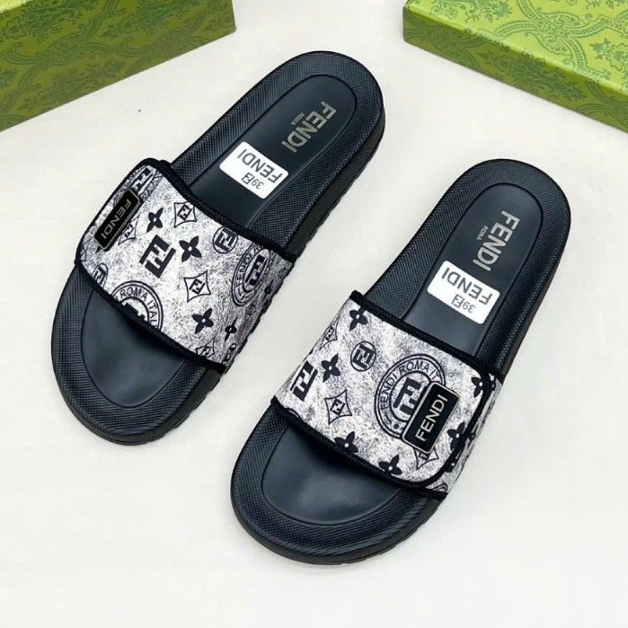 Dép nam nữ FENDI quai dán đế độn, Dép quai ngang nam fendi hót trend - Đế cao cao cấp quai dán điều chỉnh to/nhỏ