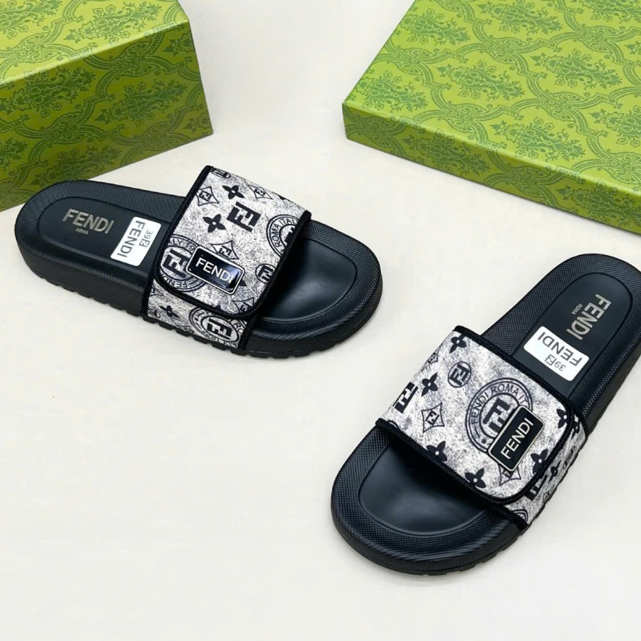 Dép nam nữ FENDI quai dán đế độn, Dép quai ngang nam fendi hót trend - Đế cao cao cấp quai dán điều chỉnh to/nhỏ