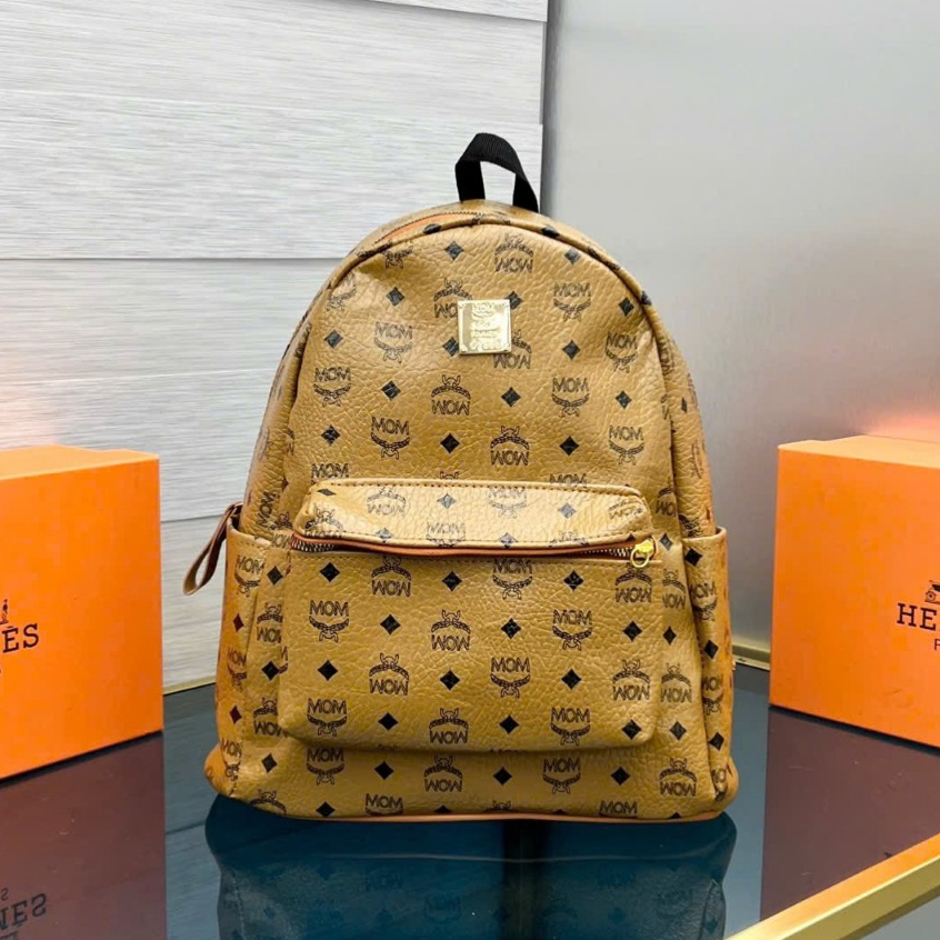 Balo MCM CAM ĐEN cao cấp - Chất liệu da phối vải - Fom dáng cực đẹp - Size 45 cực bự - Dành cho ae đi học và Du lịch