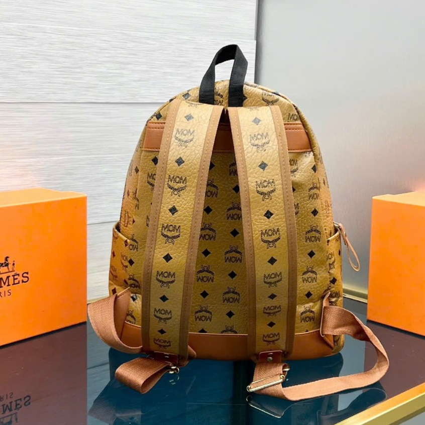 Balo MCM CAM ĐEN cao cấp - Chất liệu da phối vải - Fom dáng cực đẹp - Size 45 cực bự - Dành cho ae đi học và Du lịch