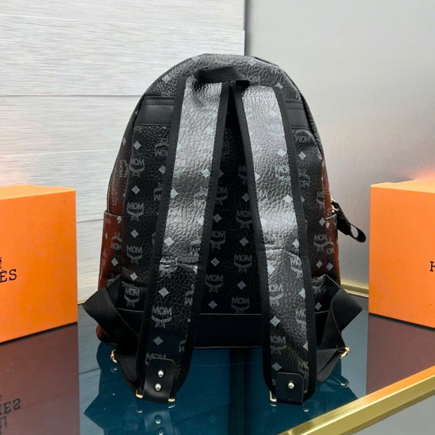 Balo MCM CAM ĐEN cao cấp - Chất liệu da phối vải - Fom dáng cực đẹp - Size 45 cực bự - Dành cho ae đi học và Du lịch