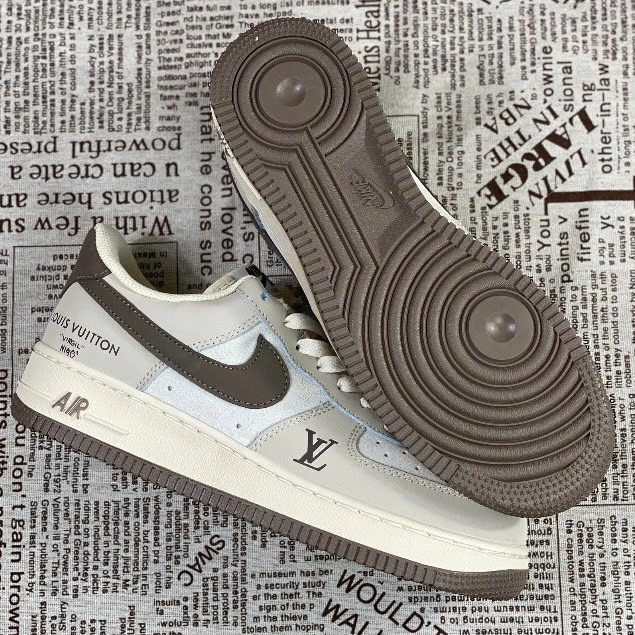Giày LV x AF1 07  Low Dark Grey, AF LV Xám Kem