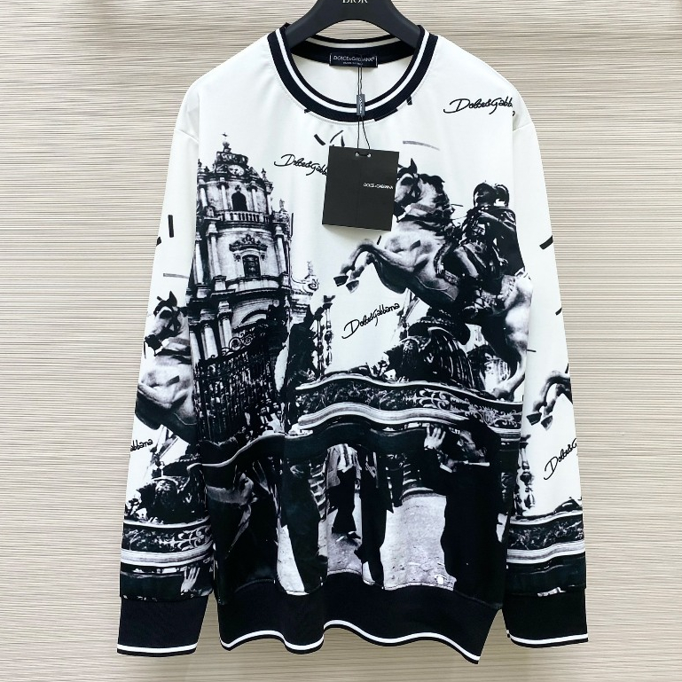 Áo Sweater Dài Tay DG Chất Áo Nỉ, Áo sweater nỉ thu đông nam nữ phối họa tiết đẹp sắc nét cực sang chảnh 2024