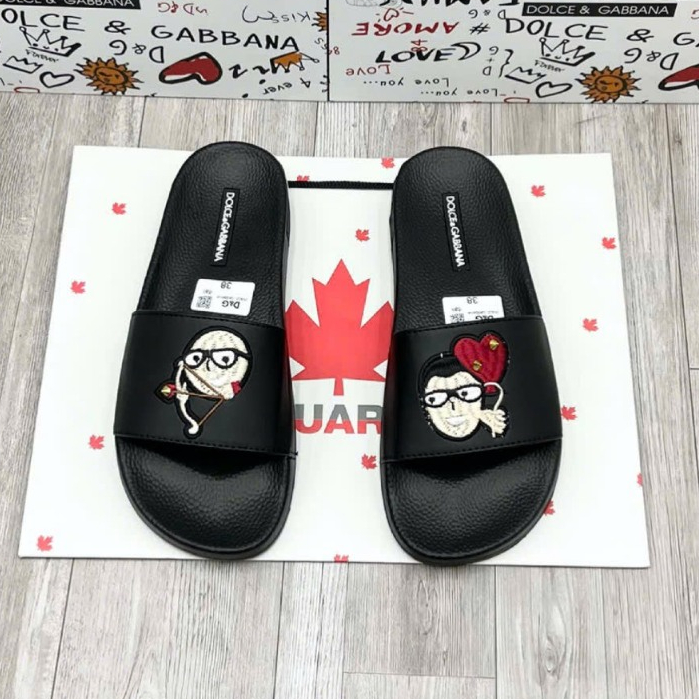 Dép Lê nam nữ họa tiết MẶT NGƯỜI quai ngang cao su quai nổi chữ D&G viền trắng đế đúc nổi hoạ tiết Chữ hoa văn cao cấp