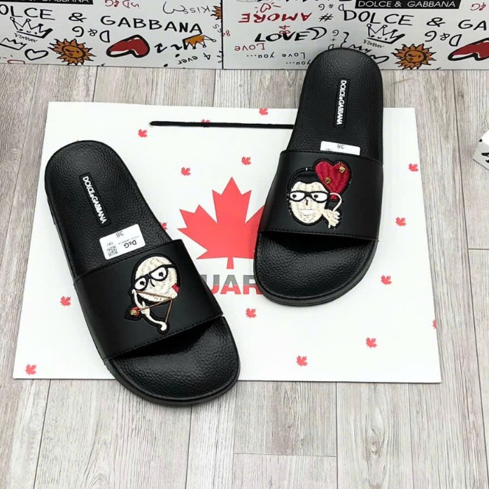Dép Lê nam nữ họa tiết MẶT NGƯỜI quai ngang cao su quai nổi chữ D&G viền trắng đế đúc nổi hoạ tiết Chữ hoa văn cao cấp