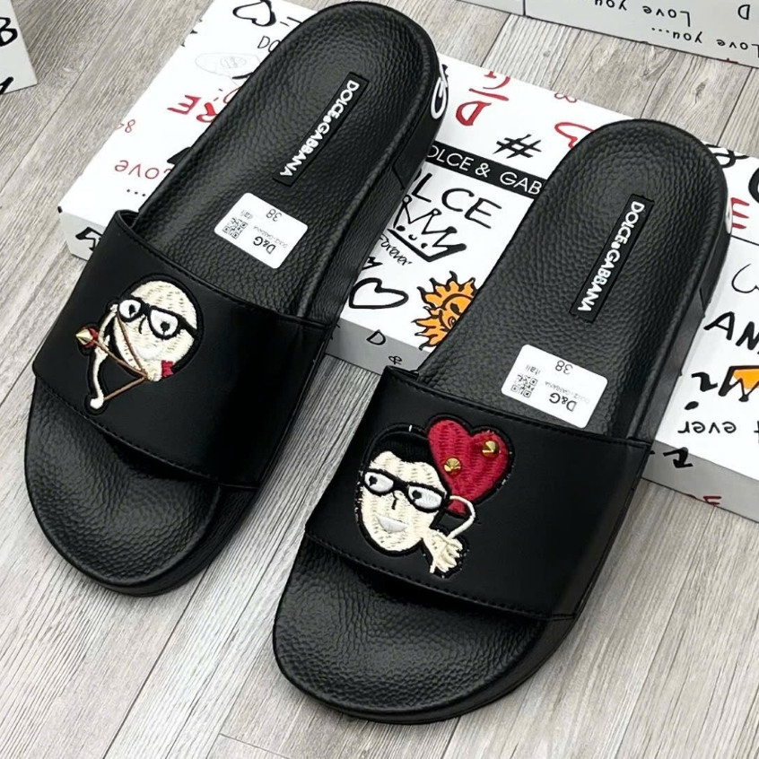 Dép Lê nam nữ họa tiết MẶT NGƯỜI quai ngang cao su quai nổi chữ D&G viền trắng đế đúc nổi hoạ tiết Chữ hoa văn cao cấp