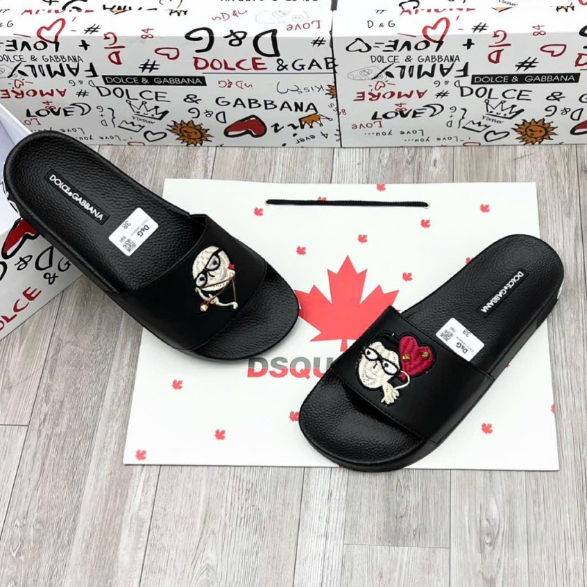 Dép Lê nam nữ họa tiết MẶT NGƯỜI quai ngang cao su quai nổi chữ D&G viền trắng đế đúc nổi hoạ tiết Chữ hoa văn cao cấp