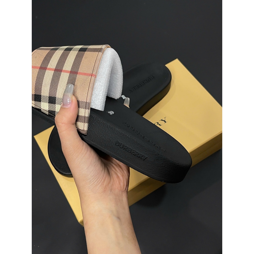 Dép bbr nam cao cấp full box bill, dép nam kẻ sọc quai ngang màu vàng đế đen in chữ bbr Cao cấp 2025