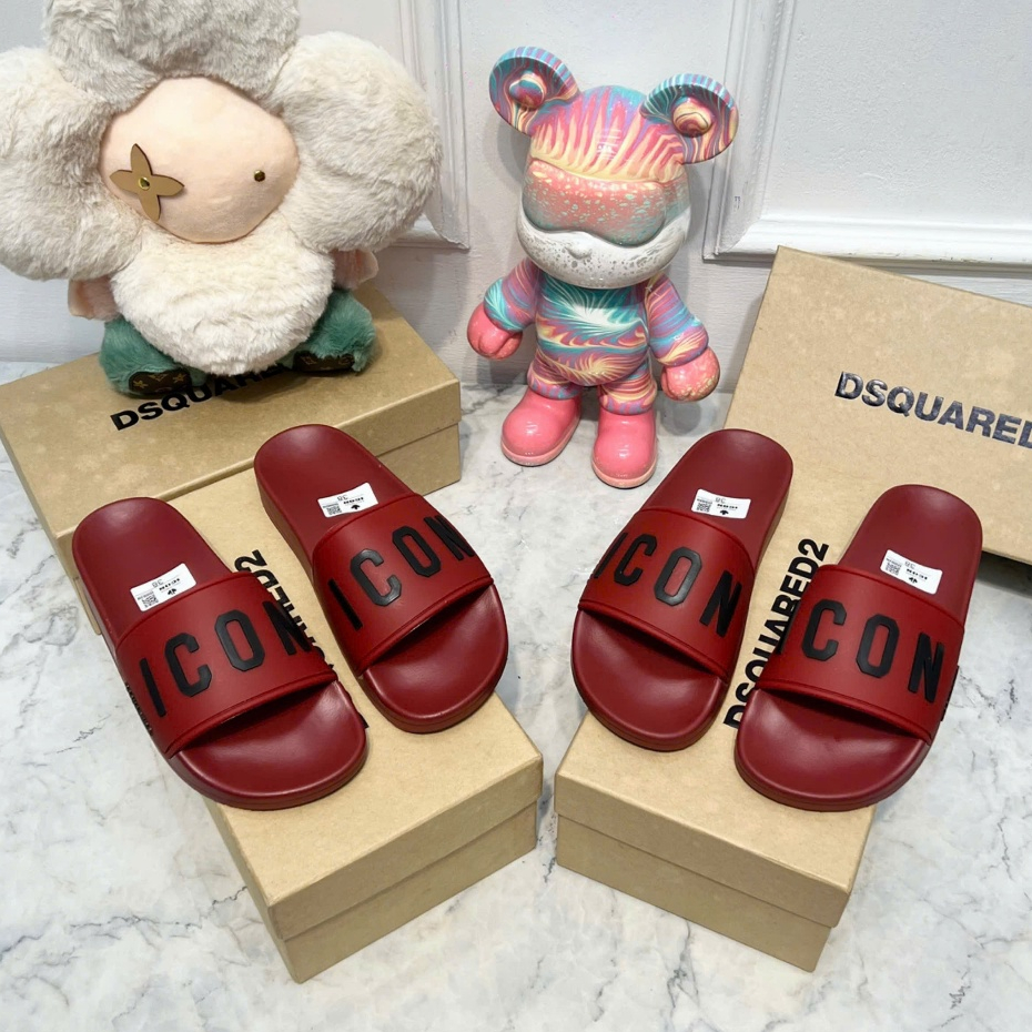Dép lê icon ĐỎ CHŨ ĐEN quai ngang dép ICON vẩy sơn, ICON Forever 2025 đủ size 38-44