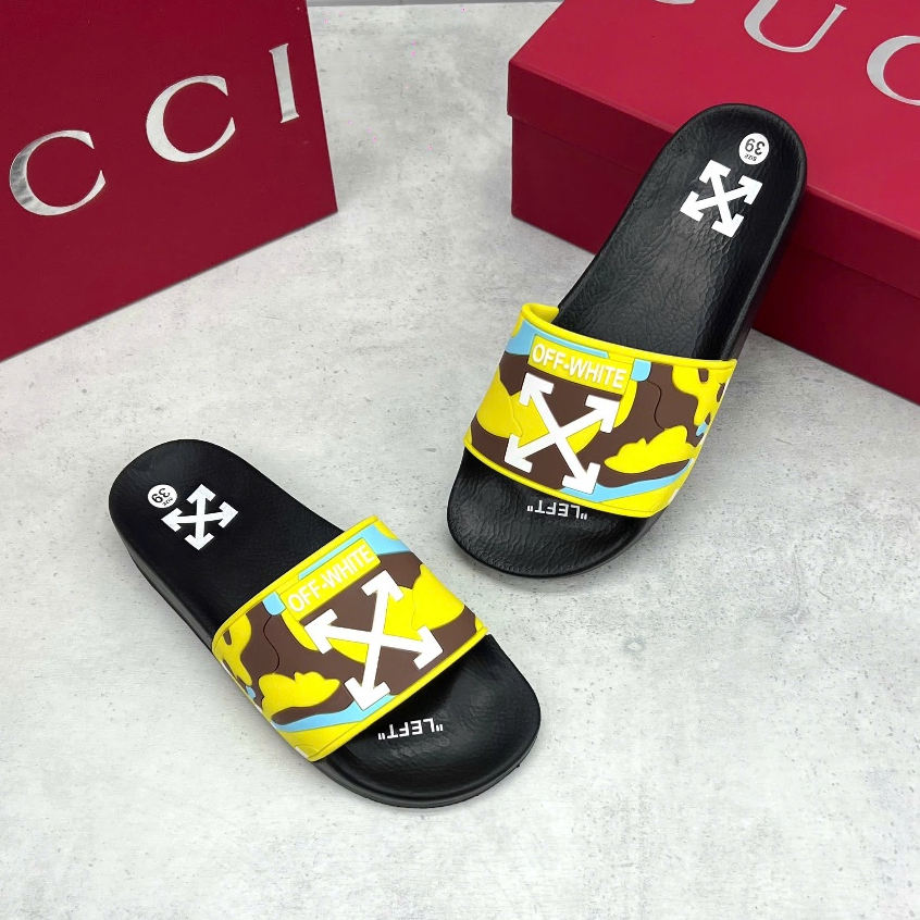 Dép lê quai ngang nam nữ cao cấp OFF WHITE màu vàng độc la, cực cháy phố, bền, HOTTEND năm 2025