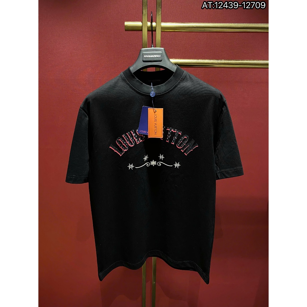 Áo thun thêu Logo vàng Lờ .Vê, có thêu mặt sau, thời trang nam chất cotton thấm hút mồ hôi. Áo thun cotton
