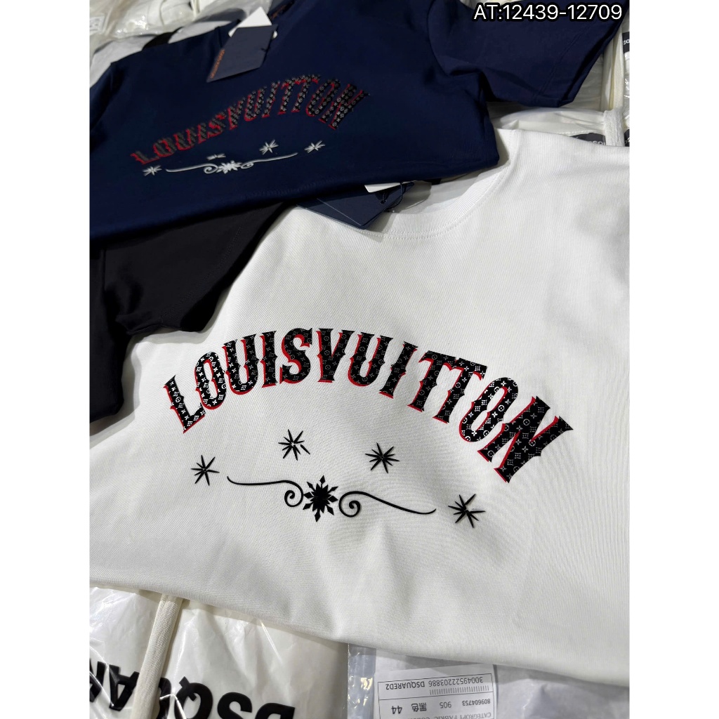 Áo thun thêu Logo vàng Lờ .Vê, có thêu mặt sau, thời trang nam chất cotton thấm hút mồ hôi. Áo thun cotton