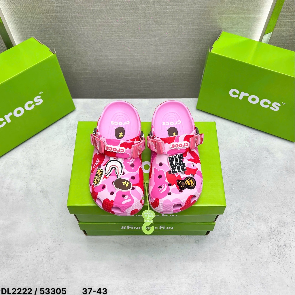 [ Tặng Hộp Chống Sốc ] Dép sục Cờ Rốc hồng Bape hoạ tiết chram in chữ nổi [full box]