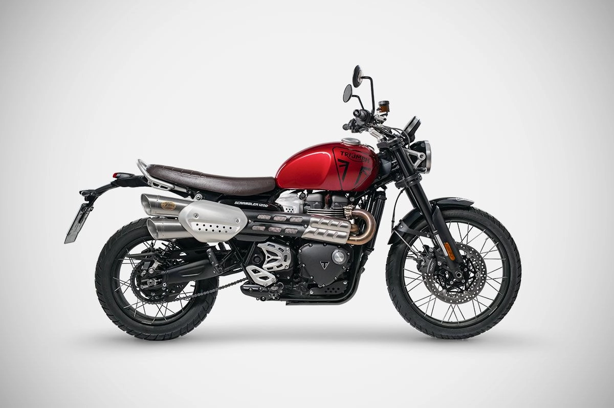 Combo Cổ pô + Pô Zard Slip on cho Triumph Scrambler 1200 – Bạc - 605KG