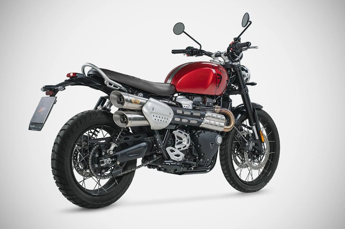 Combo Cổ pô + Pô Zard Slip on cho Triumph Scrambler 1200 – Bạc - 605KG