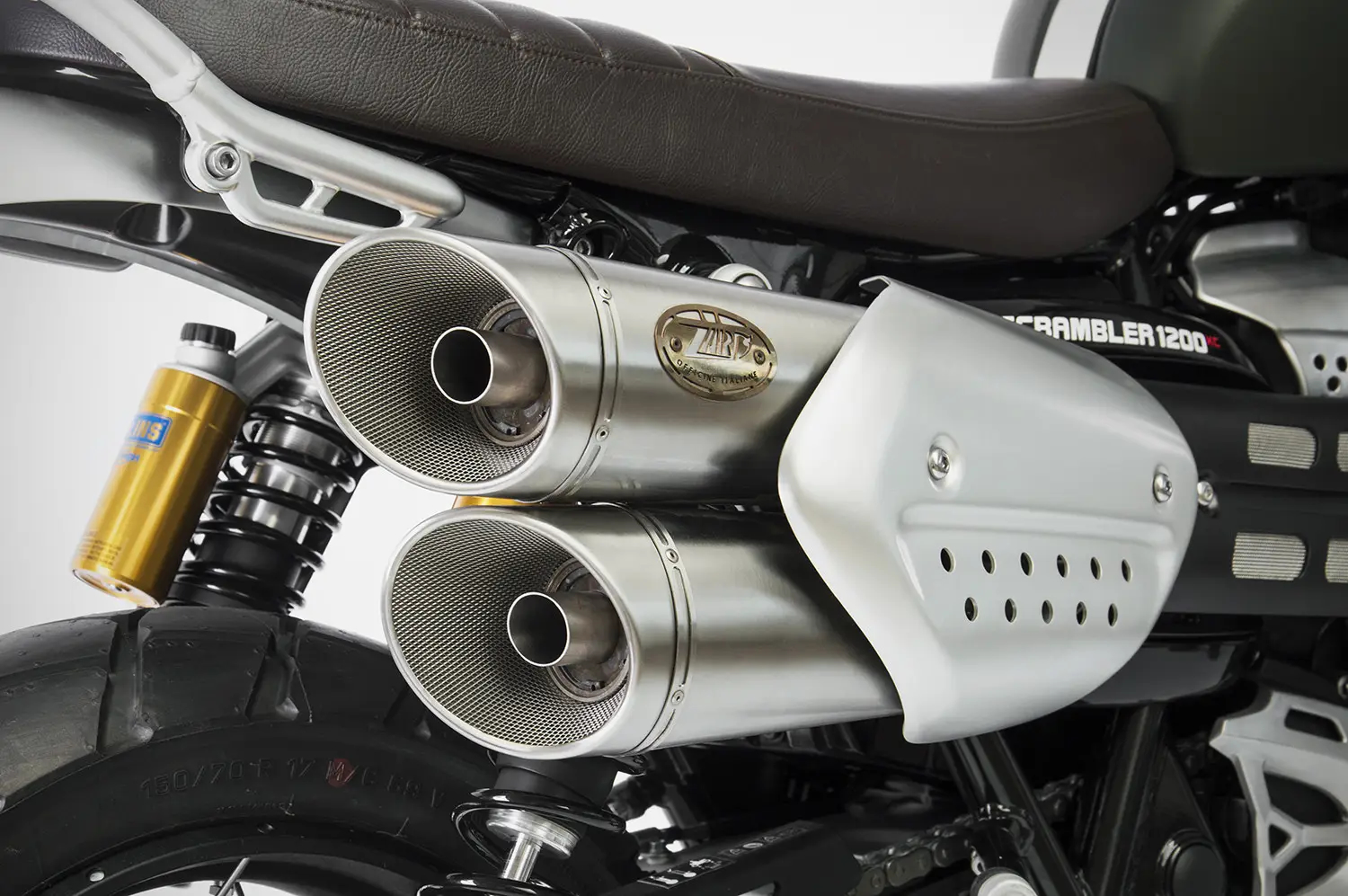 Combo Cổ pô + Pô Zard Slip on cho Triumph Scrambler 1200 – Bạc - 605KG